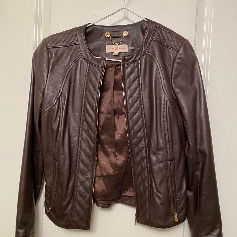 Tory Burch brown leather jacket
